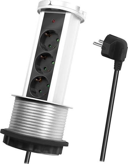 Picture of LogiLink Retractable table strip 3 sockets 1.8 M Logilink PL SCHUKOX3 / Ø 10cm LPS235A