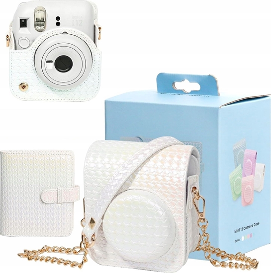 Изображение LoveInstant Zestaw 2w1 Futera Etui Case Do Fuji Instax Mini 12 + Album Na 64 Zdjcia / Biay