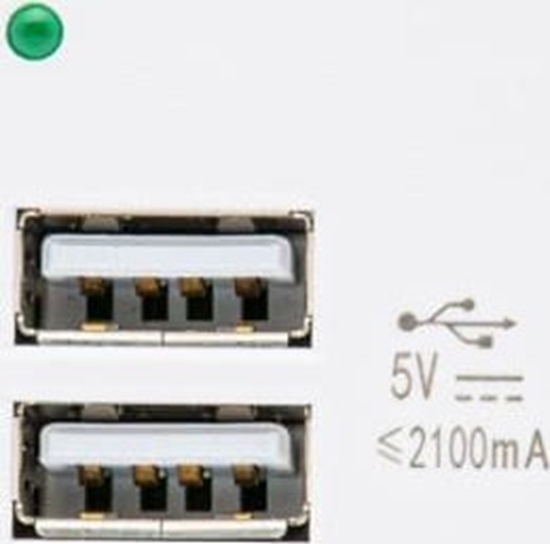 Picture of Maclean Gniazdo USBx2 z adowark, podwójne, 2.1A fast charge, czarny, MCE728B