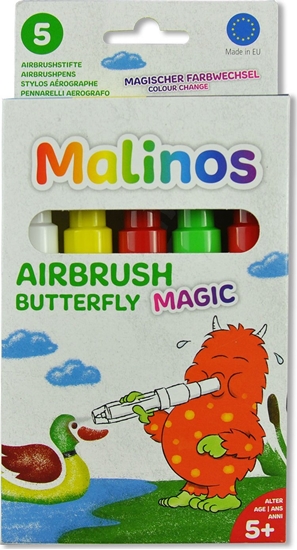 Picture of Malinos Malinos Airbrush Stifte Magic Butterfly 5Farben+Schablone 5+