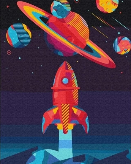 Picture of Malowanie po numerach - Rakieta w kosmosie 40x50cm