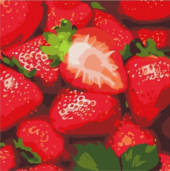 Изображение Malowanie po numerach - Soczysta truskawka 25x25cm