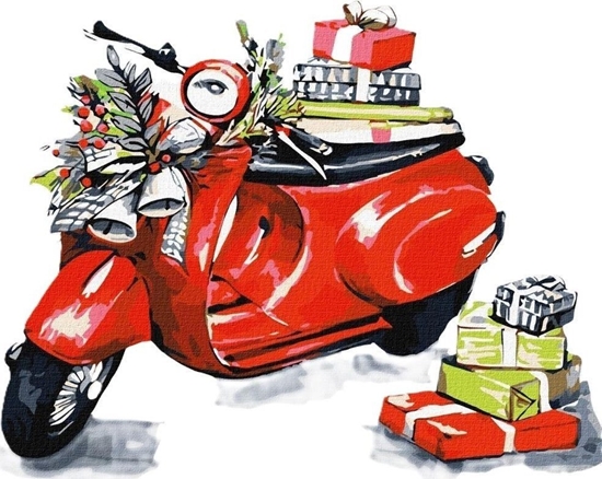 Изображение Malowanie po numerach - witeczny motocykl 30x30