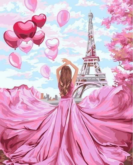 Изображение Malowanie po numerach 40x50 Dziewczyna w paryu