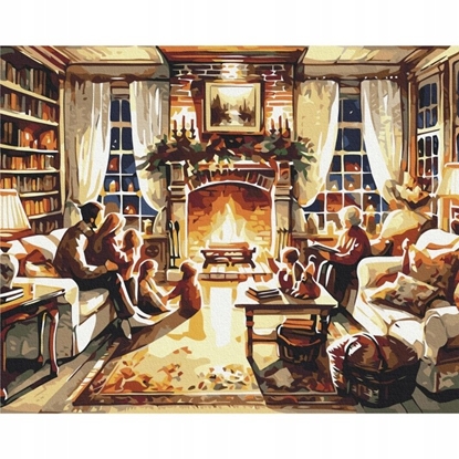 Attēls no Malowanie po numerach BRUSHME, 40x50 cm, przytulny rodzinny wieczór, 1 szt., w pudeku