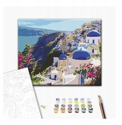 Attēls no Malowanie po numerach BRUSHME, 40x50 cm, krajobraz Santorini, 1 szt., w pudeku