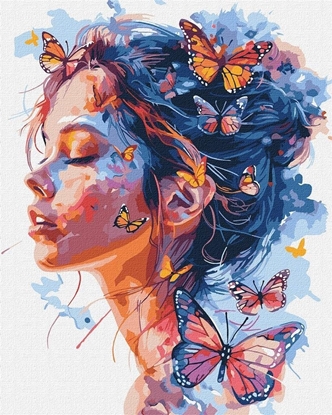Picture of Malowanie po numerach -Dziewczyna i motyle 40x50cm