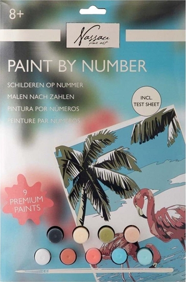 Picture of Malowanie po numerach na kartonie - Flamingi