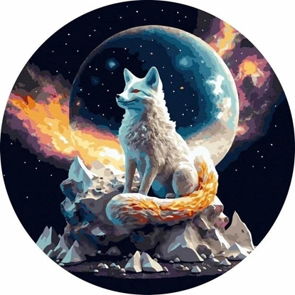 Picture of Malowanie po numerach okrge - Biay wilk 40cm