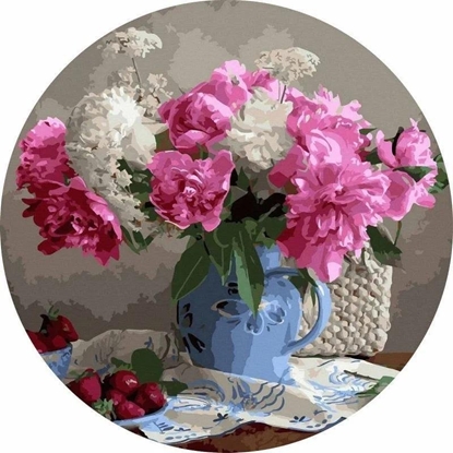 Picture of Malowanie po numerach okrge - Kwiaty i truskawki