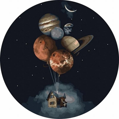 Picture of Malowanie po numerach okrge - Lot w kosmos 40cm