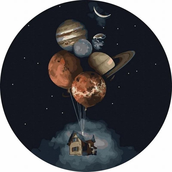 Picture of Malowanie po numerach okrge - Lot w kosmos 40cm