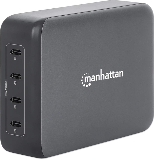 Picture of adowarka Manhattan 4-Port GaN USB Power Delivery-Ladestation PD 3.1 Vier USB-C PD-Ports mit bis zu 140W pro Port 240 W Gesamtleistung schwarz