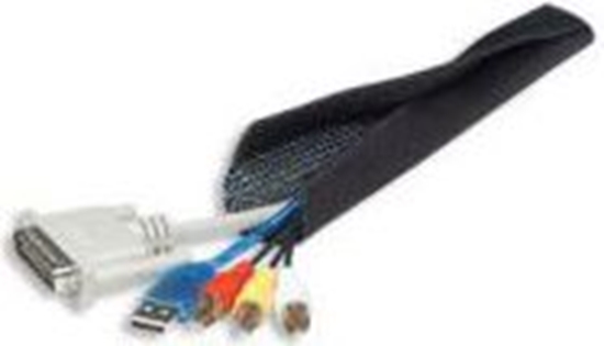 Picture of Manhattan FlexWrap Cable Tidy, 1.8m, Black, Tidies up and helps protect multiple cables, Easy open sides, Lifetime Warranty, Blister