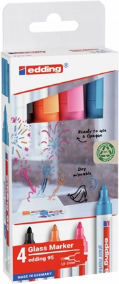Picture of Marker do powierzchni szklanych e-95 EDDING, 1,5-3 mm, 4 szt., mix kolorów