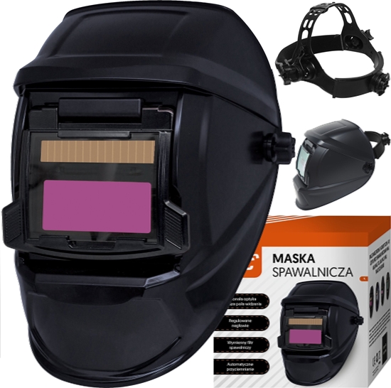 Изображение Maska spawalnicza TIMBER  samociemniajca z filtrem reg.01-1s. Bateria soneczna/bat.litowa CR2032