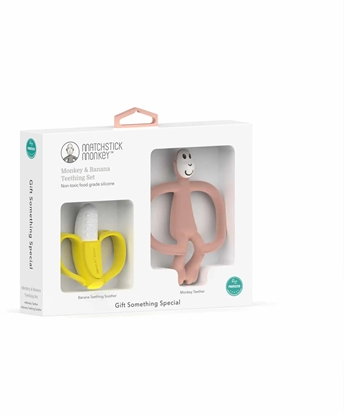 Picture of Matchstick Monkey Banana & Monkey Teether Set Pink