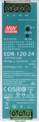 Attēls no Mean Well ZASILACZ IMPULSOWY EDR-120-24 MEAN WELL