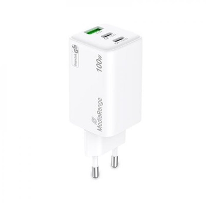 Attēls no MediaRange Ladegerät 100W 3-Port 2x USB-C u. 1x USB-A, weiß