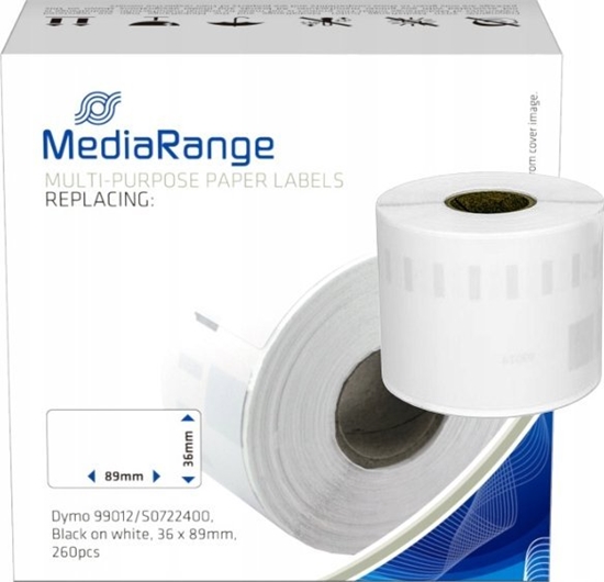 Picture of MediaRange MediaRange ge Schriftband 36x89mm schw/weiß Dymo 99012/S0722400 260Stk