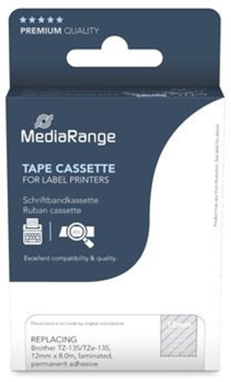 Picture of Mediarange Schriftbandka. Brother TZ-135/TZe-135 12mm 8m wei