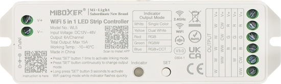 Picture of MiBoxer STEROWNIK OWIETLENIA LED WL5 Wi-Fi, 2.4 GHz, RGBCCT (RGBWW) 12... 48V DC MiBOXER / Mi-Light