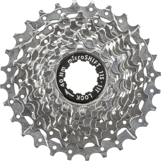 Изображение Microshift Kaseta MICROSHIFT CENTOS 11.rzdowa, Stalowa, Kompatybilna z Shimano, 11-12-13-14-15-16-17-19-21-23-25, Chrom, (NEW)