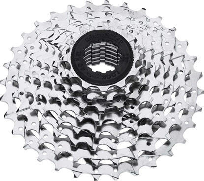 Attēls no Microshift Kaseta MICROSHIFT MEZZO/R8, 8.rzdowa, Stalowa, Kompatybilna z Shimano, 11-13-15-18-21-24-28-34, Nikiel (NEW)