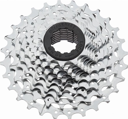 Attēls no Microshift Kaseta MICROSHIFT R10 10.rzdowa, Stalowa, Kompatybilna z Shimano, 11-12-13-14-15-17-19-21-24-28, Chrom (NEW)