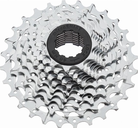 Picture of Microshift Kaseta MICROSHIFT R10 10.rzdowa, Stalowa, Kompatybilna z Shimano, 11-12-13-14-15-17-19-21-24-28, Chrom (NEW)