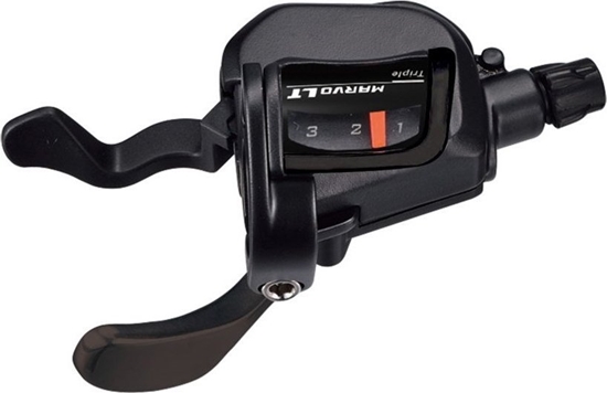 Изображение Microshift Manetka MICROSHIFT MARVO, Lewa, 3.rzdowa, Kompatybilna z Shimano, Xpress Trigger, Optyczny Wskanik Przeoe (NEW)