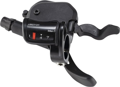 Attēls no Microshift Manetka MICROSHIFT, Prawa, 7.rzdowa, Kompatybilne z Shimano, Xpress Shifter, Optyczny Wskanik Przeoe, Czarna (NEW)