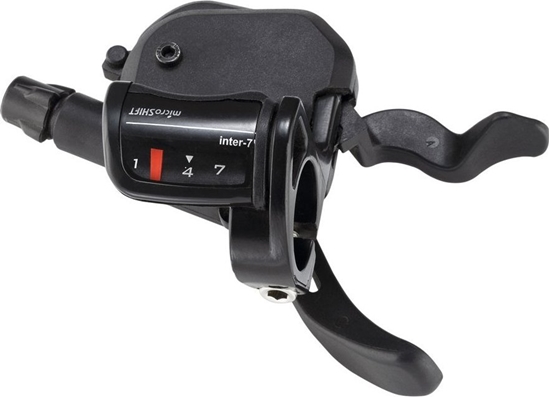Picture of Microshift Manetka MICROSHIFT, Prawa, 7.rzdowa, Kompatybilne z Shimano, Xpress Shifter, Optyczny Wskanik Przeoe, Czarna (NEW)