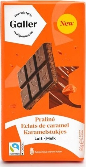 Picture of Milk chocolate tablet with praline filling and caramel chips Galler Lait Praline Eclats de Caramel, 180 g