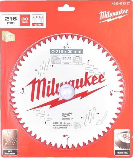 Picture of Griešanas disks kokam Milwaukee 4932471317; 216x30x2,4 mm; Z60; -5°