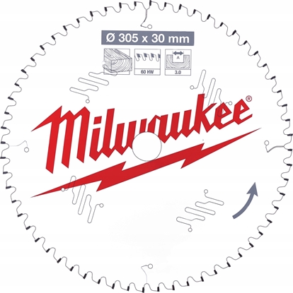Attēls no Griešanas disks kokam Milwaukee 4932471321; 305x30x3,0 mm; Z60; -5°
