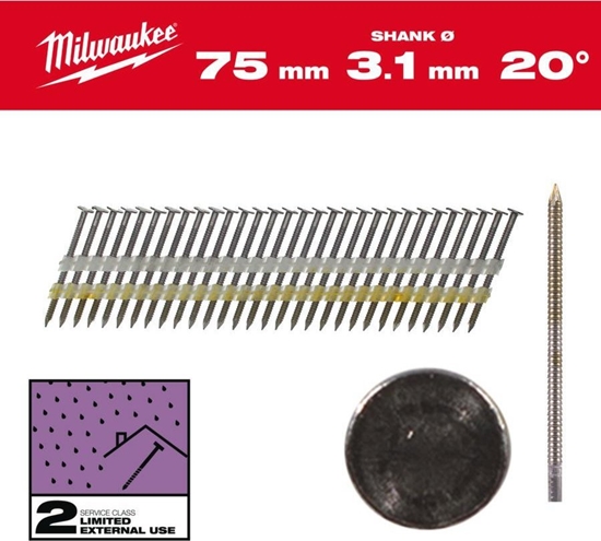 Picture of Milwaukee MILWAUKEE GWODZIE PIERCIENIOWE 2.8 x 75mm /1750szt. DO M18 FFN21 GALWANIZOWANE