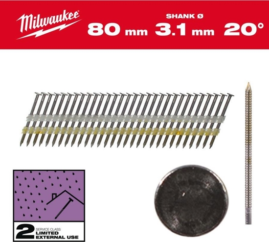 Picture of Milwaukee MILWAUKEE GWODZIE PIERCIENIOWE 2.8 x 80mm /1750szt. DO M18 FFN21 GALWANIZOWANE