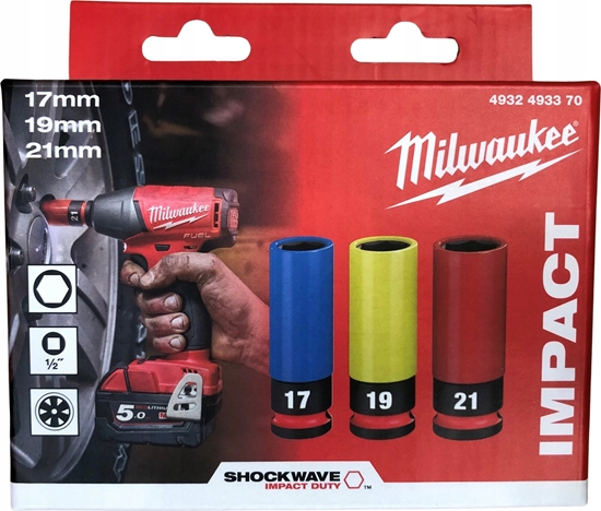 Picture of Milwaukee MILWAUKEE NASADKA UDAROWA DO FELG 1/2" ZESTAW 3szt.