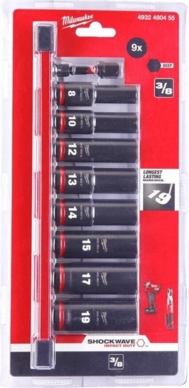 Изображение Uzgriežņu galviņu komplekts Milwaukee SHOCKWAVE IMPACT DUTY; 3/8''; 9 gab.