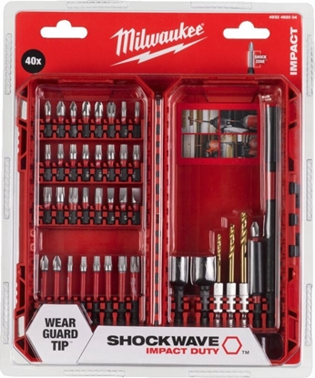 Изображение Milwaukee Zestaw kocówek/bitów+wierta+uchwyt SHOCKWAVE 40 elem 4932492004 MILWAUKEE