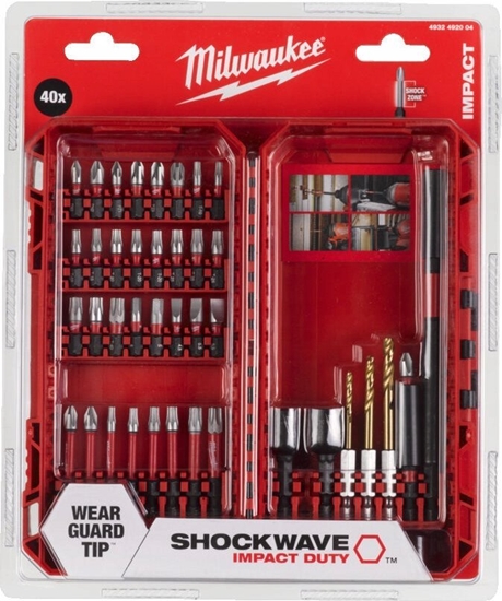 Изображение Milwaukee Zestaw kocówek/bitów+wierta+uchwyt SHOCKWAVE 40 elem 4932492004 MILWAUKEE
