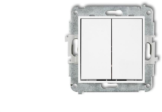 Picture of MINI Mechanizm cznika zwiernego, wiecznikowego (dwa klawisze bez piktogramów, wspólne zasilanie) biay mat 25MWP-44.1