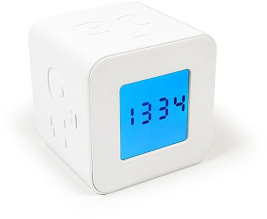 Изображение Minutnik Scandinavian Home Kökstimer och klocka Kub HOME - 6x6x5,5 cm - ABS - Vit