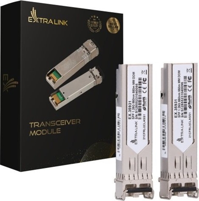 Attēls no Modu SFP ExtraLink EXTRALINK SFP 1.25G 850NM 550M MM DOM 2-PACK (DEDICATED TO HP/ARUBA)