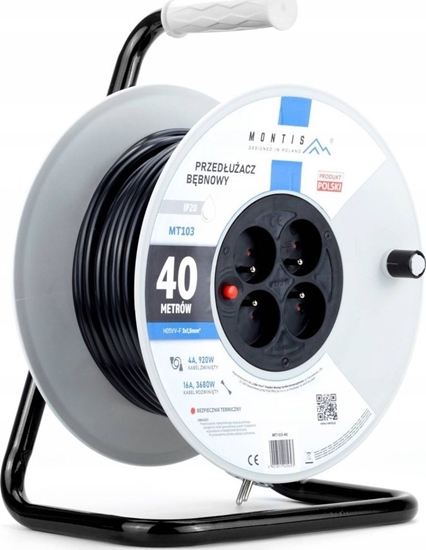 Picture of Montis Przeduacz bbnowy MT103-40 4x2p+Z IP20 16A 3x1,5 40m Montis czarny