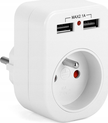 Attēls no Montis Rozganik z uziemieniem 1p+Z 2xUSB 2.1A Montis MT092 biay