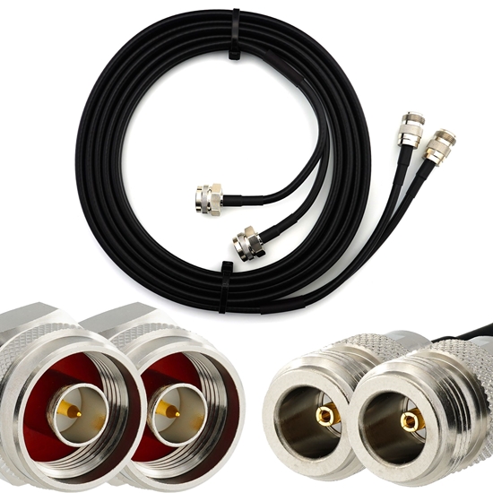 Picture of N Male Hex to N Female 12m Twin Coaxial Cable — HF240 (LMR240 equivalent)
