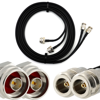 Picture of N Male Hex to N Female 3m Twin Coaxial Cable — HF240 (LMR240 equivalent)