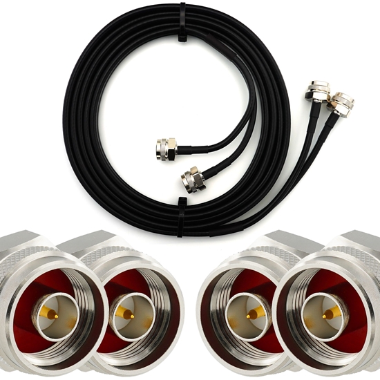 Picture of N Male Hex to N Male Hex 5m Twin Coaxial Cable — HF240 (LMR240 equivalent)